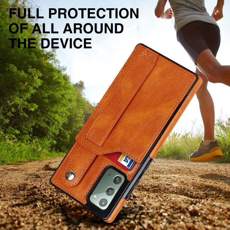 For Samsung Galaxy Note20 Crazy Horse Texture Shockproof TPU + PU Leather Case with Card Slot & Wrist Strap Holder