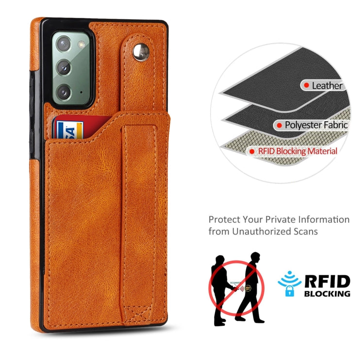 For Samsung Galaxy Note20 Crazy Horse Texture Shockproof TPU + PU Leather Case with Card Slot & Wrist Strap Holder