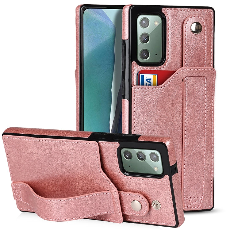 For Samsung Galaxy Note20 Crazy Horse Texture Shockproof TPU + PU Leather Case with Card Slot & Wrist Strap Holder