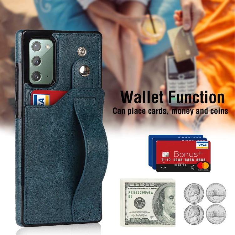 For Samsung Galaxy Note20 Crazy Horse Texture Shockproof TPU + PU Leather Case with Card Slot & Wrist Strap Holder