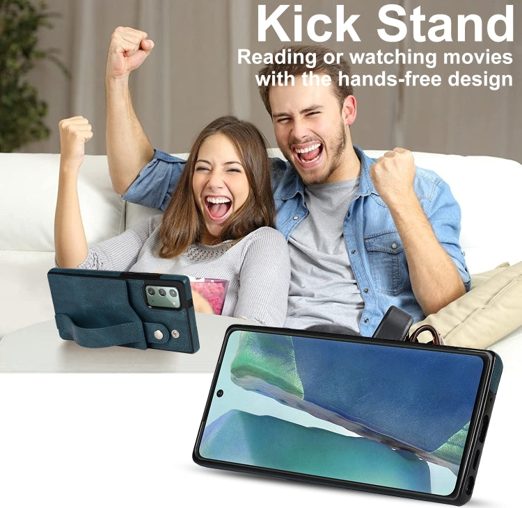 For Samsung Galaxy Note20 Crazy Horse Texture Shockproof TPU + PU Leather Case with Card Slot & Wrist Strap Holder