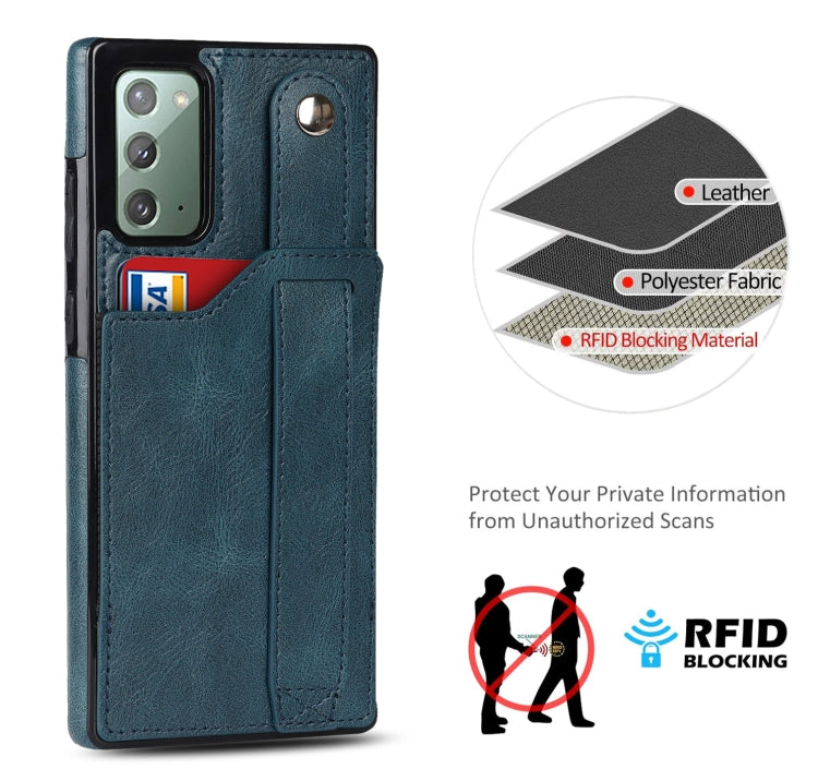 For Samsung Galaxy Note20 Crazy Horse Texture Shockproof TPU + PU Leather Case with Card Slot & Wrist Strap Holder