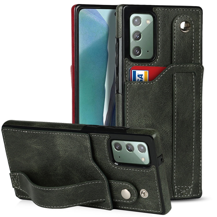 For Samsung Galaxy Note20 Crazy Horse Texture Shockproof TPU + PU Leather Case with Card Slot & Wrist Strap Holder