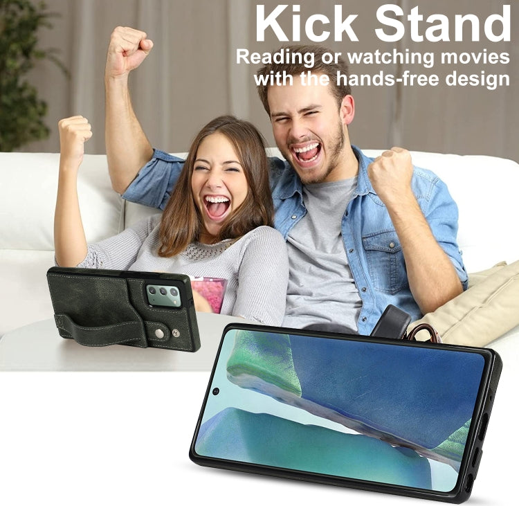 For Samsung Galaxy Note20 Crazy Horse Texture Shockproof TPU + PU Leather Case with Card Slot & Wrist Strap Holder