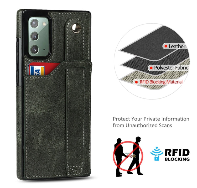 For Samsung Galaxy Note20 Crazy Horse Texture Shockproof TPU + PU Leather Case with Card Slot & Wrist Strap Holder