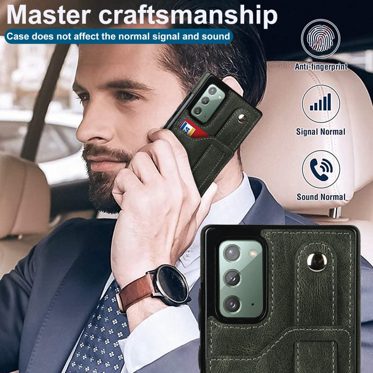For Samsung Galaxy Note20 Crazy Horse Texture Shockproof TPU + PU Leather Case with Card Slot & Wrist Strap Holder