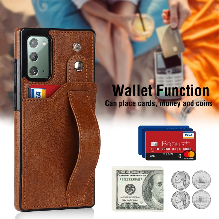 For Samsung Galaxy Note20 Crazy Horse Texture Shockproof TPU + PU Leather Case with Card Slot & Wrist Strap Holder