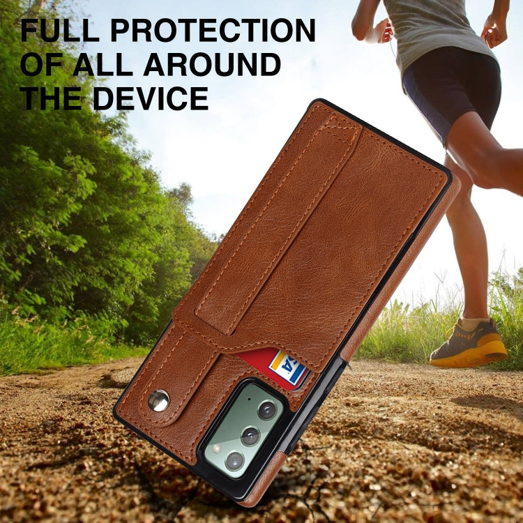 For Samsung Galaxy Note20 Crazy Horse Texture Shockproof TPU + PU Leather Case with Card Slot & Wrist Strap Holder