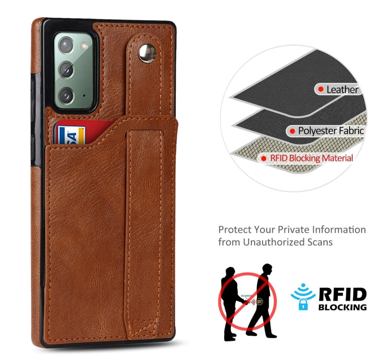 For Samsung Galaxy Note20 Crazy Horse Texture Shockproof TPU + PU Leather Case with Card Slot & Wrist Strap Holder