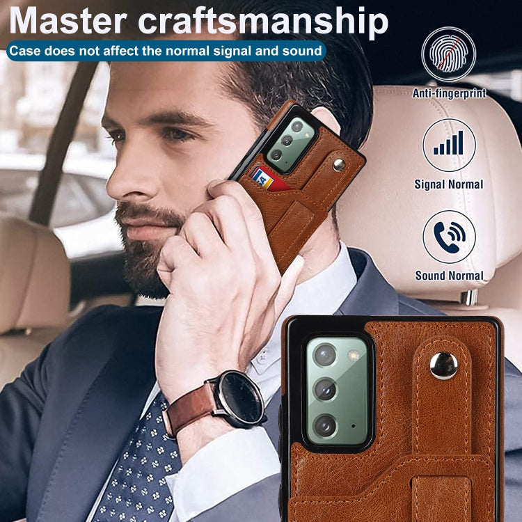 For Samsung Galaxy Note20 Crazy Horse Texture Shockproof TPU + PU Leather Case with Card Slot & Wrist Strap Holder