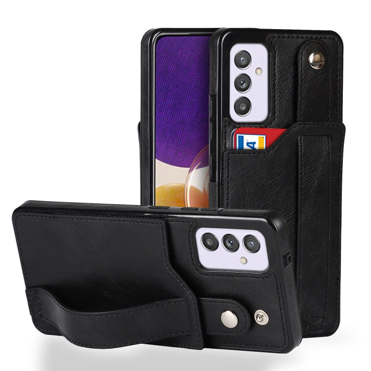 For Samsung Galaxy A82 5G Crazy Horse Texture Shockproof TPU + PU Leather Case with Card Slot & Wrist Strap Holder