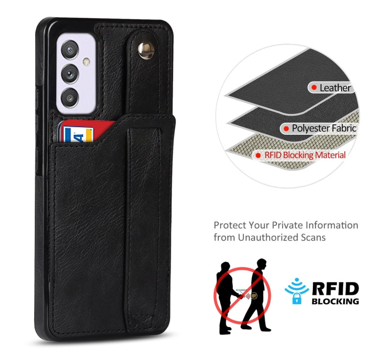 For Samsung Galaxy A82 5G Crazy Horse Texture Shockproof TPU + PU Leather Case with Card Slot & Wrist Strap Holder