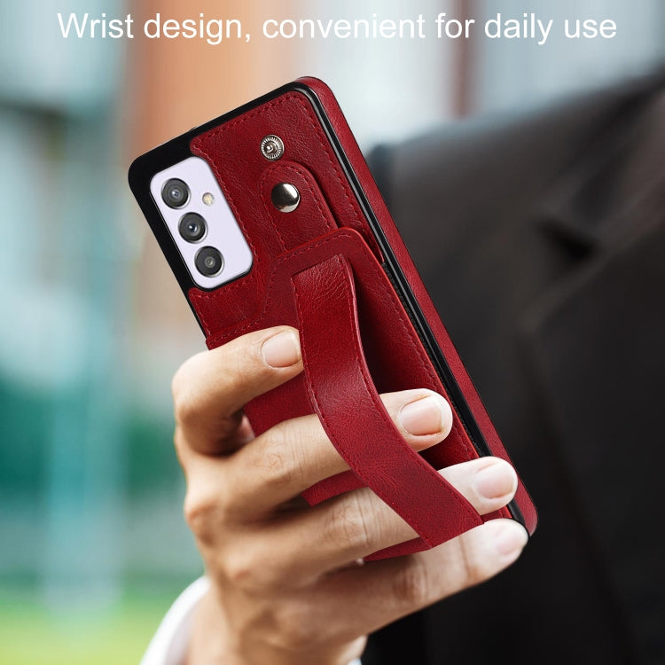 For Samsung Galaxy A82 5G Crazy Horse Texture Shockproof TPU + PU Leather Case with Card Slot & Wrist Strap Holder