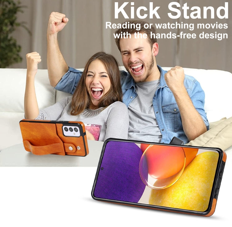 For Samsung Galaxy A82 5G Crazy Horse Texture Shockproof TPU + PU Leather Case with Card Slot & Wrist Strap Holder