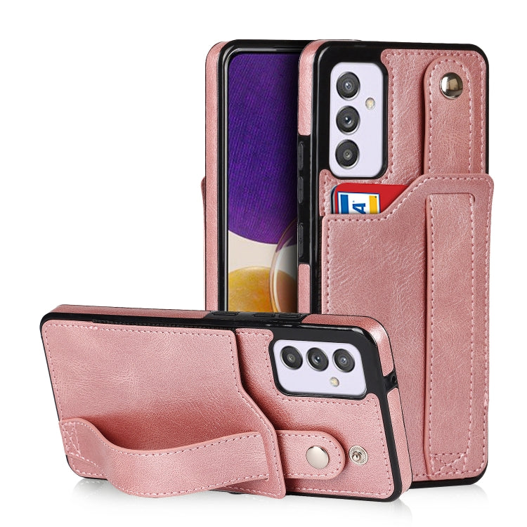 For Samsung Galaxy A82 5G Crazy Horse Texture Shockproof TPU + PU Leather Case with Card Slot & Wrist Strap Holder