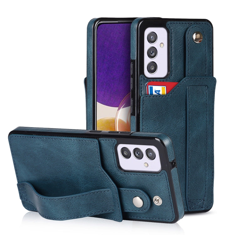 For Samsung Galaxy A82 5G Crazy Horse Texture Shockproof TPU + PU Leather Case with Card Slot & Wrist Strap Holder