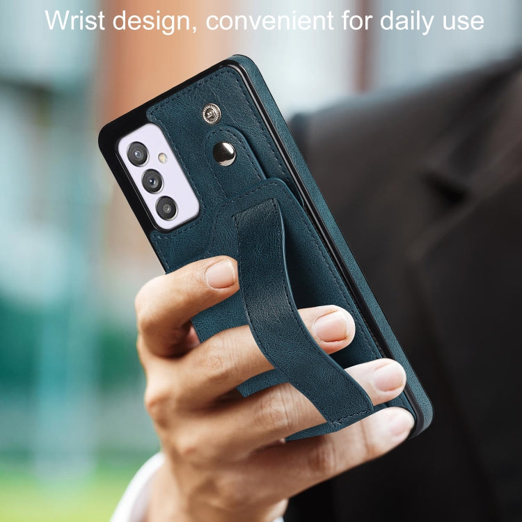For Samsung Galaxy A82 5G Crazy Horse Texture Shockproof TPU + PU Leather Case with Card Slot & Wrist Strap Holder