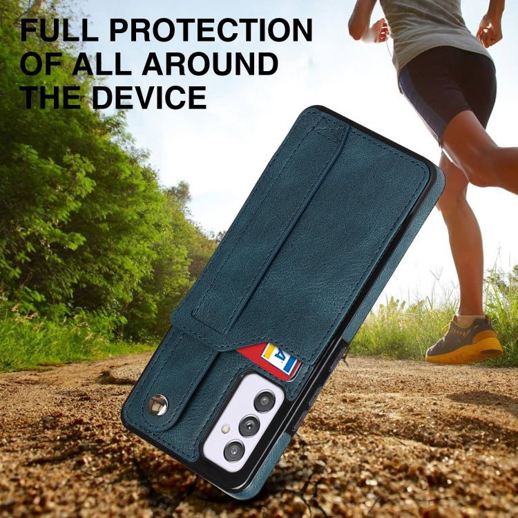 For Samsung Galaxy A82 5G Crazy Horse Texture Shockproof TPU + PU Leather Case with Card Slot & Wrist Strap Holder