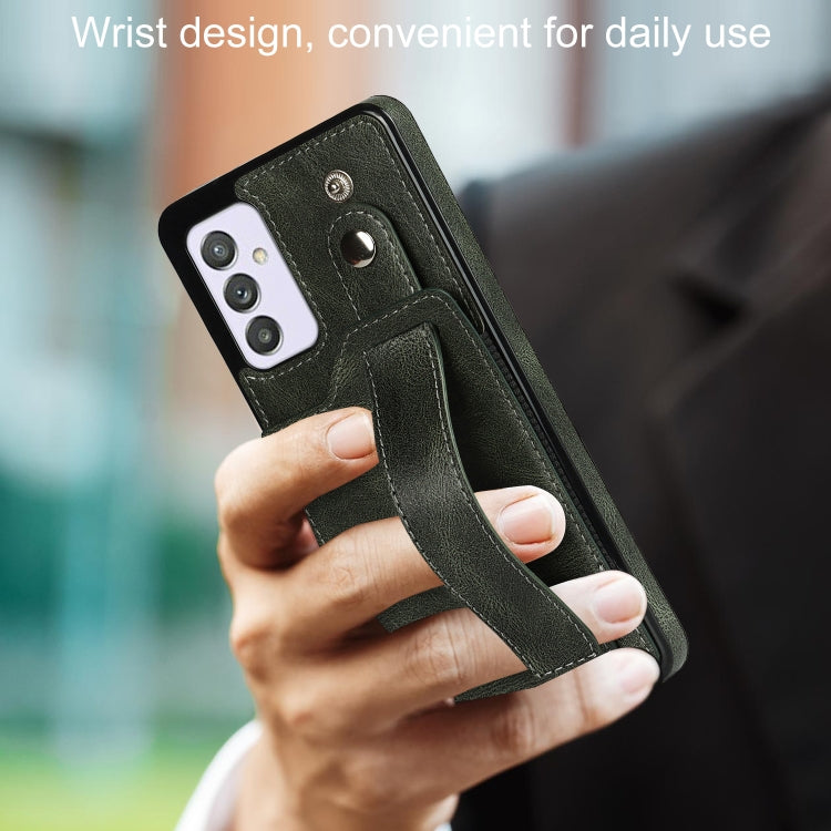 For Samsung Galaxy A82 5G Crazy Horse Texture Shockproof TPU + PU Leather Case with Card Slot & Wrist Strap Holder