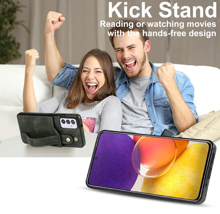For Samsung Galaxy A82 5G Crazy Horse Texture Shockproof TPU + PU Leather Case with Card Slot & Wrist Strap Holder