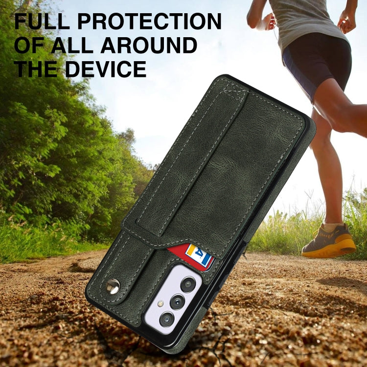For Samsung Galaxy A82 5G Crazy Horse Texture Shockproof TPU + PU Leather Case with Card Slot & Wrist Strap Holder