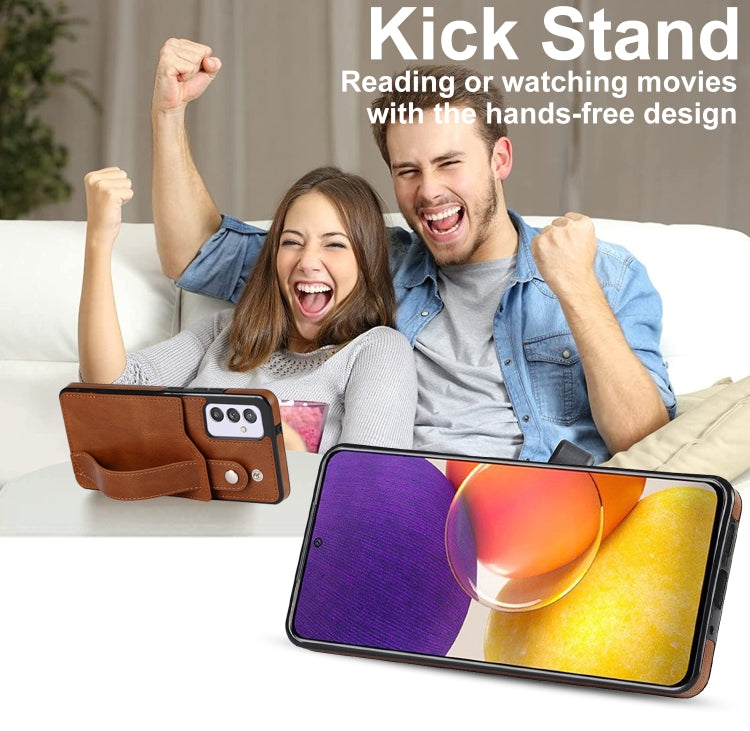 For Samsung Galaxy A82 5G Crazy Horse Texture Shockproof TPU + PU Leather Case with Card Slot & Wrist Strap Holder