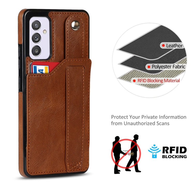 For Samsung Galaxy A82 5G Crazy Horse Texture Shockproof TPU + PU Leather Case with Card Slot & Wrist Strap Holder