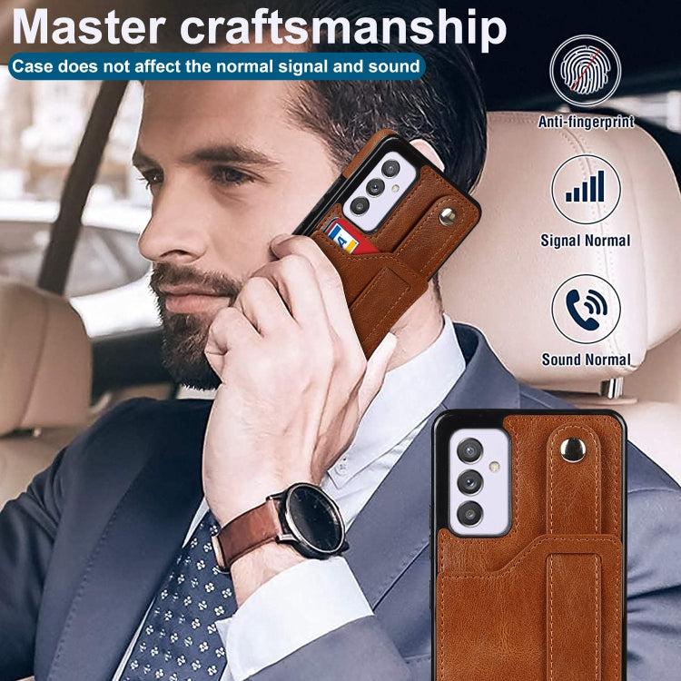 For Samsung Galaxy A82 5G Crazy Horse Texture Shockproof TPU + PU Leather Case with Card Slot & Wrist Strap Holder