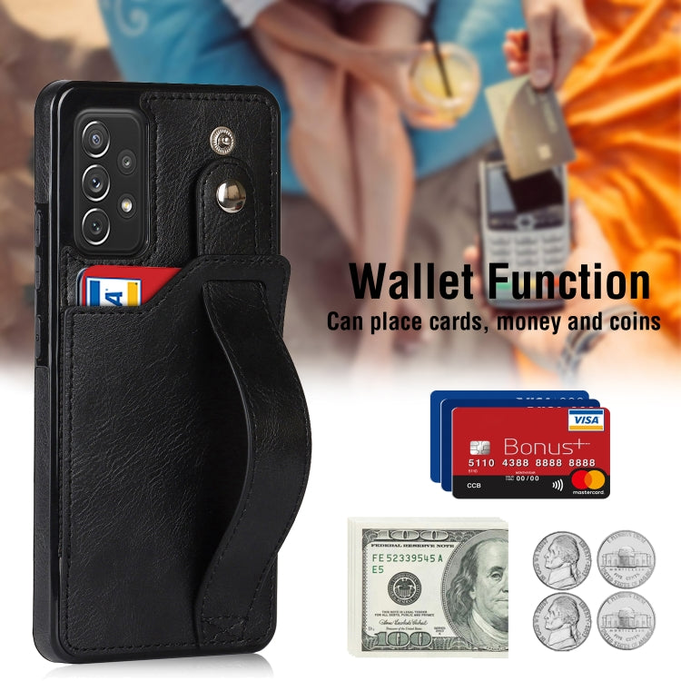 For Samsung Galaxy A72 5G / 4G Crazy Horse Texture Shockproof TPU + PU Leather Case with Card Slot & Wrist Strap Holder