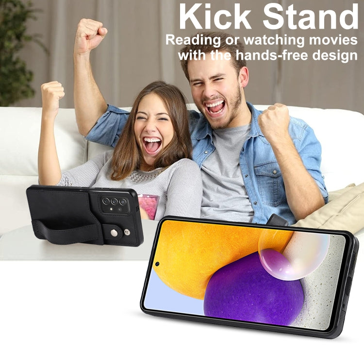 For Samsung Galaxy A72 5G / 4G Crazy Horse Texture Shockproof TPU + PU Leather Case with Card Slot & Wrist Strap Holder