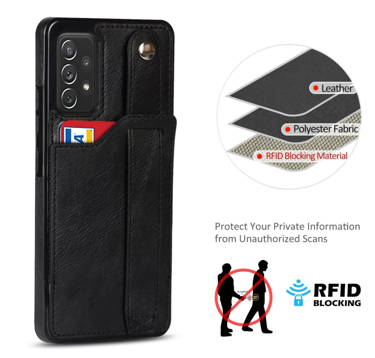 For Samsung Galaxy A72 5G / 4G Crazy Horse Texture Shockproof TPU + PU Leather Case with Card Slot & Wrist Strap Holder