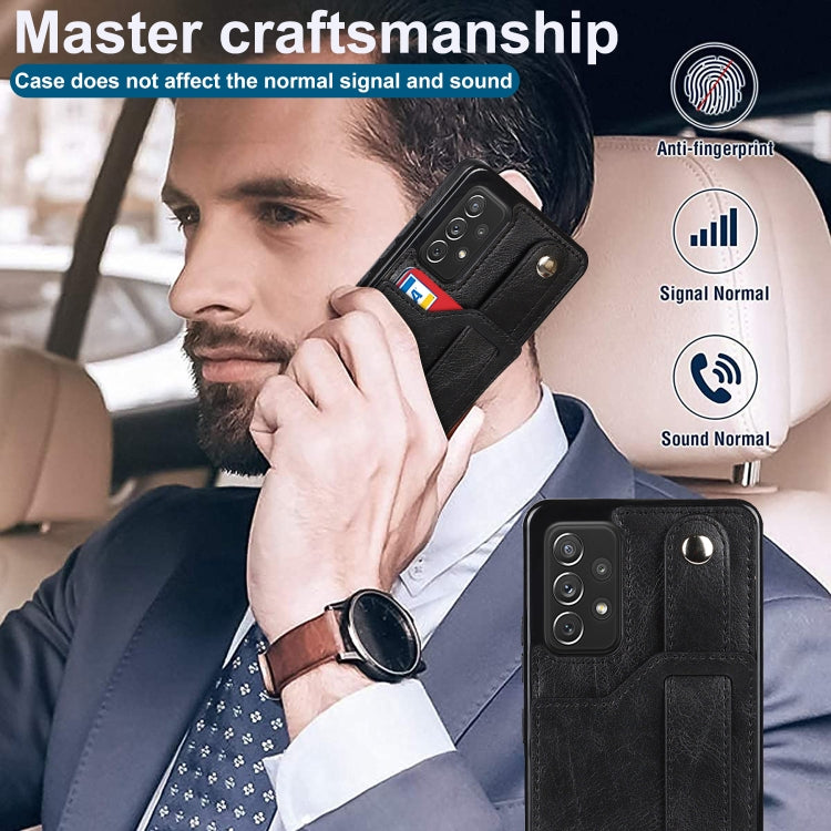 For Samsung Galaxy A72 5G / 4G Crazy Horse Texture Shockproof TPU + PU Leather Case with Card Slot & Wrist Strap Holder