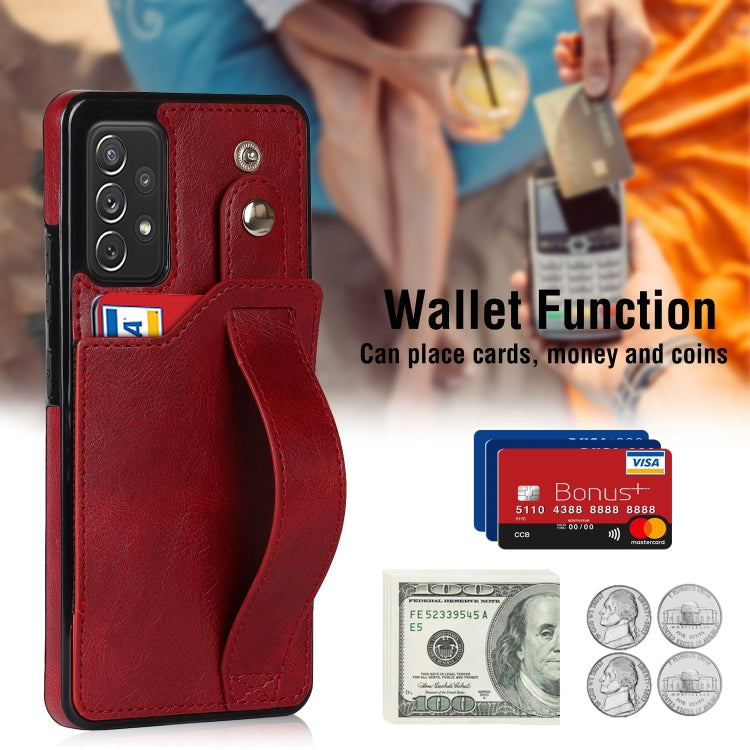 For Samsung Galaxy A72 5G / 4G Crazy Horse Texture Shockproof TPU + PU Leather Case with Card Slot & Wrist Strap Holder