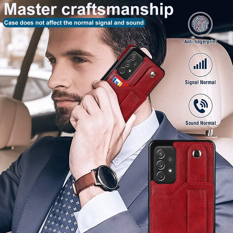 For Samsung Galaxy A72 5G / 4G Crazy Horse Texture Shockproof TPU + PU Leather Case with Card Slot & Wrist Strap Holder