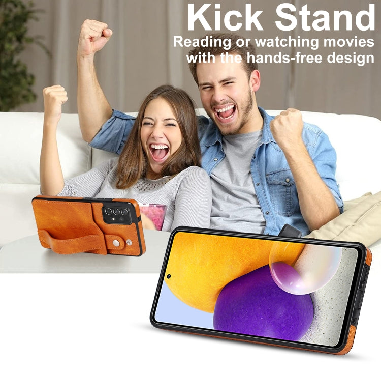 For Samsung Galaxy A72 5G / 4G Crazy Horse Texture Shockproof TPU + PU Leather Case with Card Slot & Wrist Strap Holder