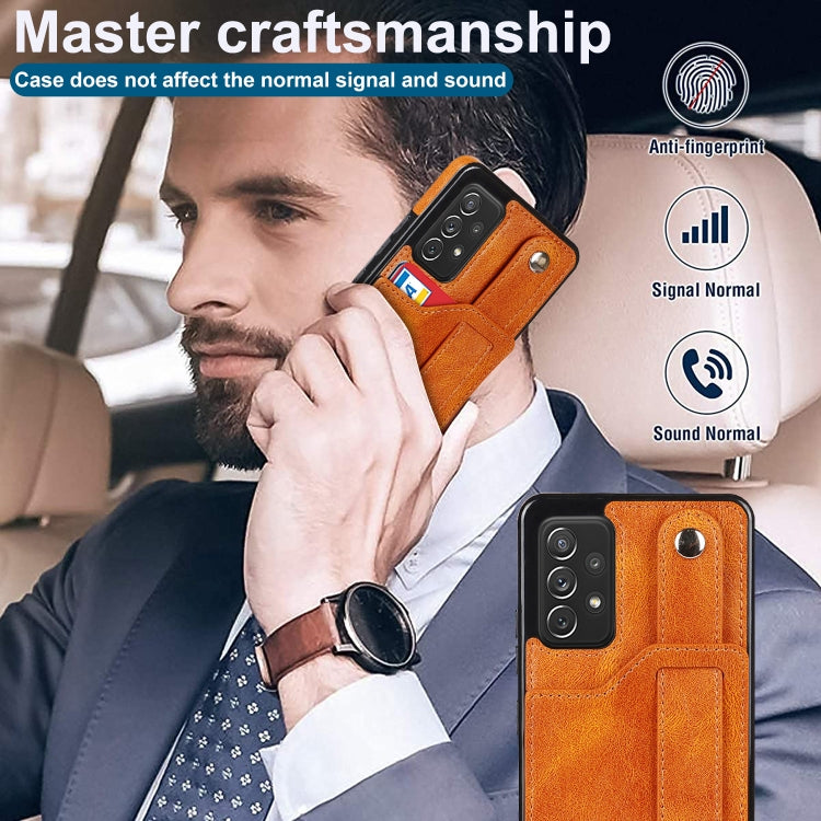 For Samsung Galaxy A72 5G / 4G Crazy Horse Texture Shockproof TPU + PU Leather Case with Card Slot & Wrist Strap Holder