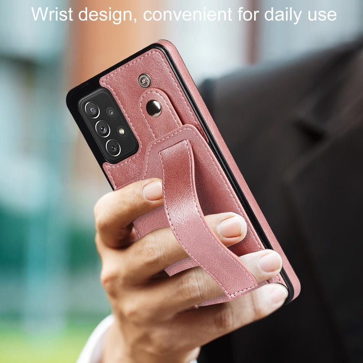 For Samsung Galaxy A72 5G / 4G Crazy Horse Texture Shockproof TPU + PU Leather Case with Card Slot & Wrist Strap Holder