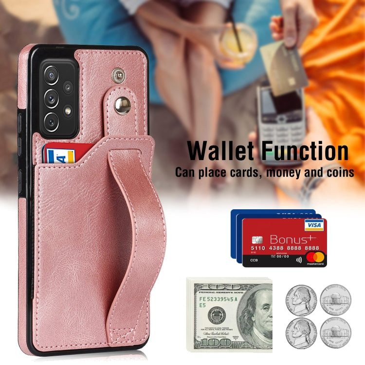 For Samsung Galaxy A72 5G / 4G Crazy Horse Texture Shockproof TPU + PU Leather Case with Card Slot & Wrist Strap Holder
