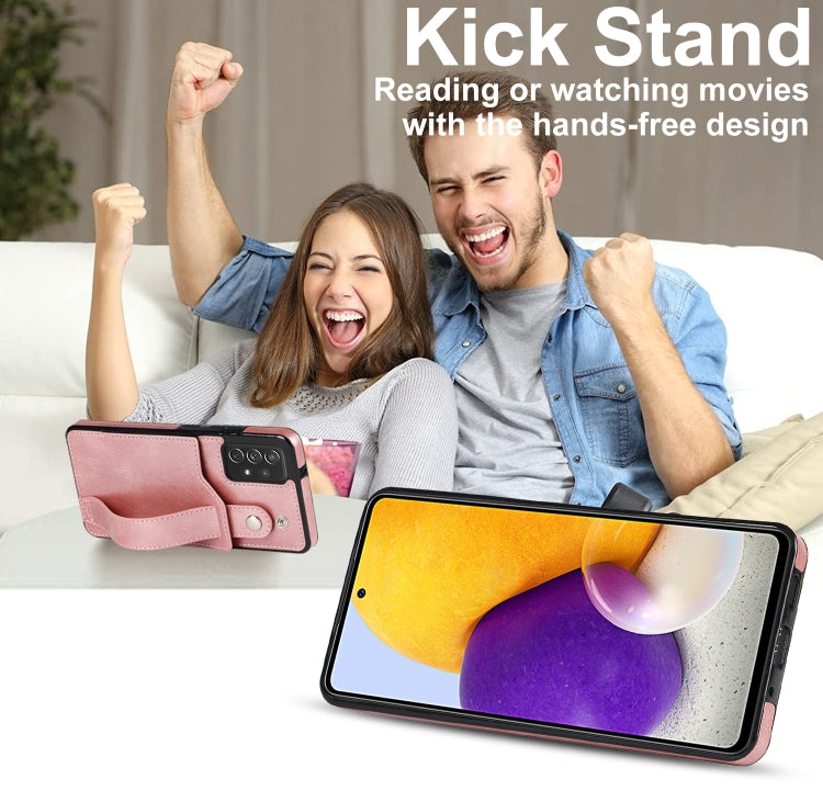 For Samsung Galaxy A72 5G / 4G Crazy Horse Texture Shockproof TPU + PU Leather Case with Card Slot & Wrist Strap Holder
