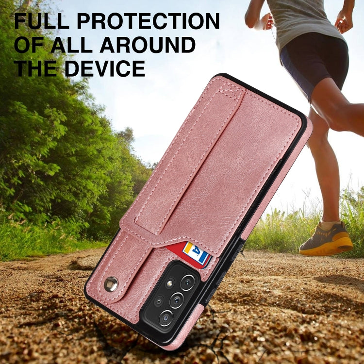 For Samsung Galaxy A72 5G / 4G Crazy Horse Texture Shockproof TPU + PU Leather Case with Card Slot & Wrist Strap Holder