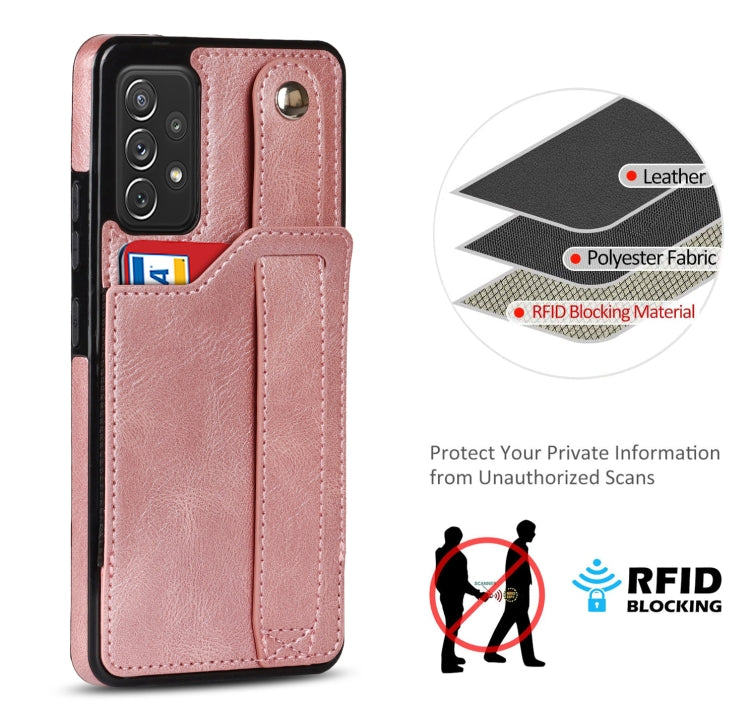 For Samsung Galaxy A72 5G / 4G Crazy Horse Texture Shockproof TPU + PU Leather Case with Card Slot & Wrist Strap Holder
