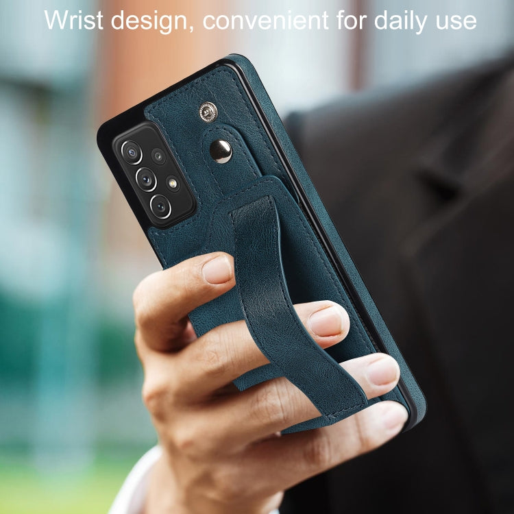 For Samsung Galaxy A72 5G / 4G Crazy Horse Texture Shockproof TPU + PU Leather Case with Card Slot & Wrist Strap Holder