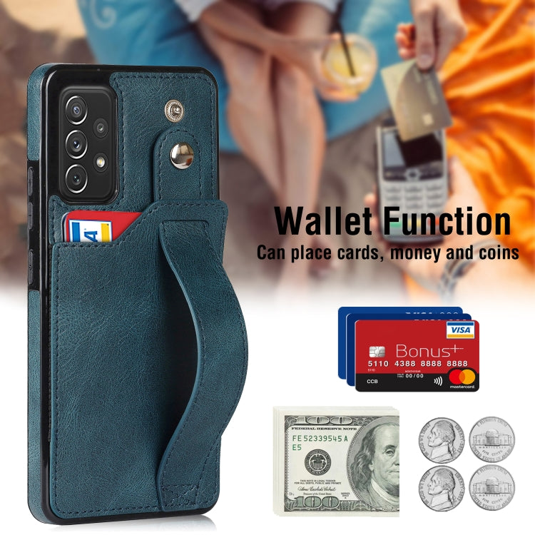 For Samsung Galaxy A72 5G / 4G Crazy Horse Texture Shockproof TPU + PU Leather Case with Card Slot & Wrist Strap Holder