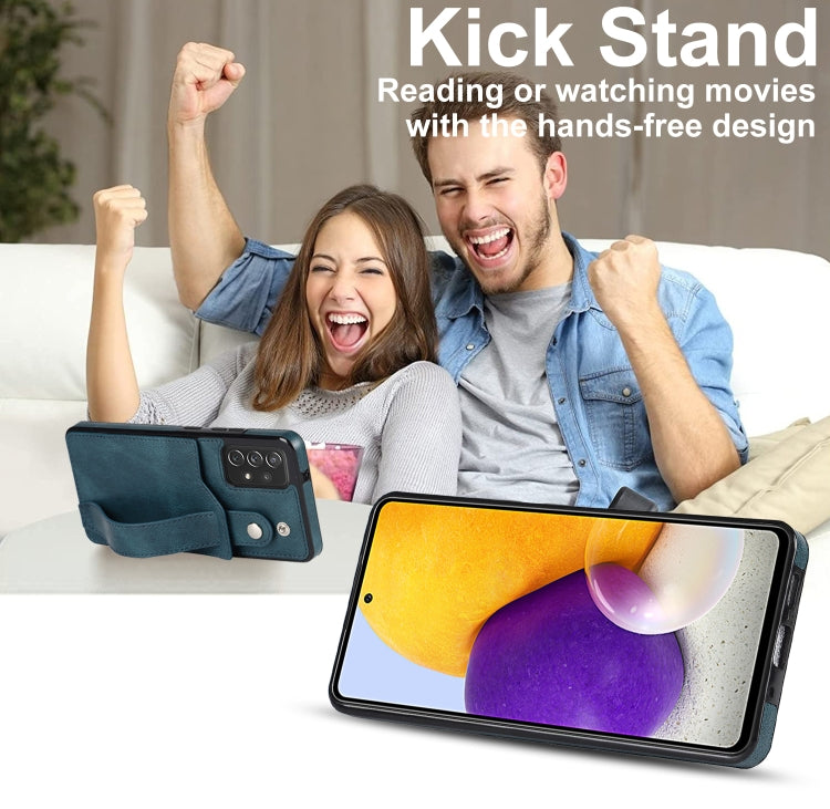 For Samsung Galaxy A72 5G / 4G Crazy Horse Texture Shockproof TPU + PU Leather Case with Card Slot & Wrist Strap Holder
