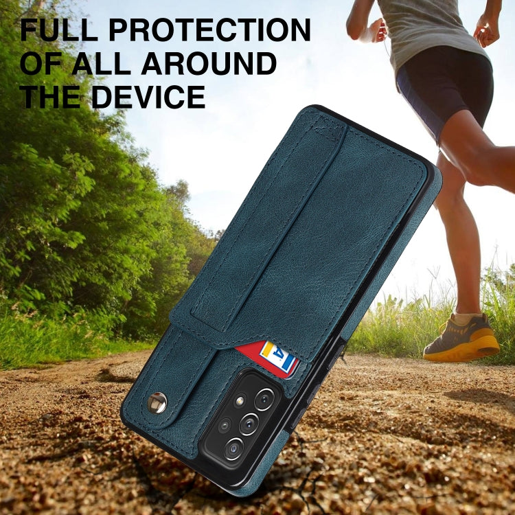 For Samsung Galaxy A72 5G / 4G Crazy Horse Texture Shockproof TPU + PU Leather Case with Card Slot & Wrist Strap Holder