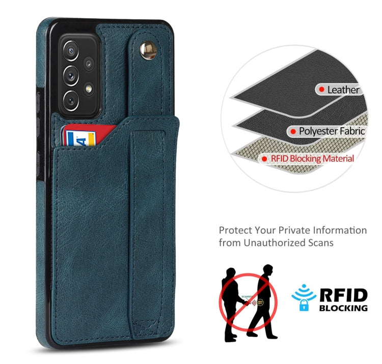 For Samsung Galaxy A72 5G / 4G Crazy Horse Texture Shockproof TPU + PU Leather Case with Card Slot & Wrist Strap Holder