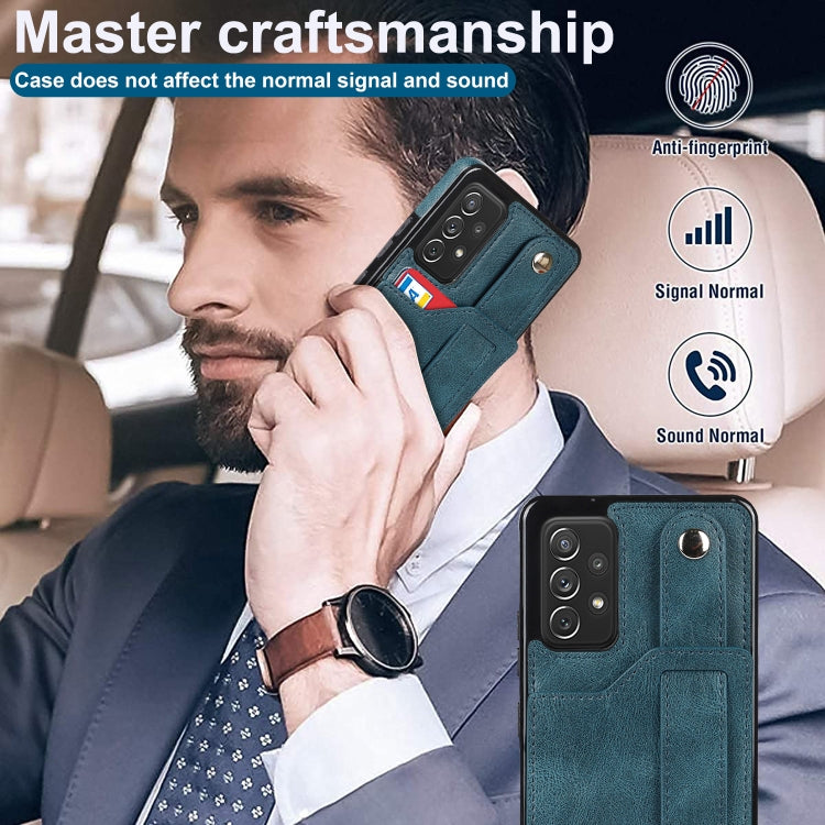 For Samsung Galaxy A72 5G / 4G Crazy Horse Texture Shockproof TPU + PU Leather Case with Card Slot & Wrist Strap Holder