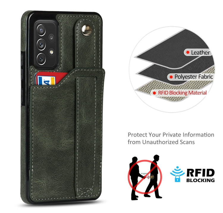 For Samsung Galaxy A72 5G / 4G Crazy Horse Texture Shockproof TPU + PU Leather Case with Card Slot & Wrist Strap Holder