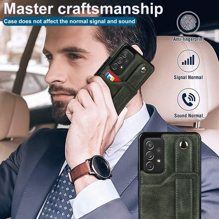 For Samsung Galaxy A72 5G / 4G Crazy Horse Texture Shockproof TPU + PU Leather Case with Card Slot & Wrist Strap Holder