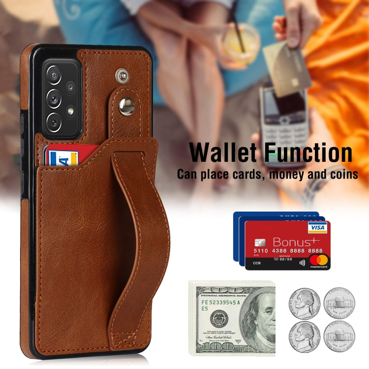 For Samsung Galaxy A72 5G / 4G Crazy Horse Texture Shockproof TPU + PU Leather Case with Card Slot & Wrist Strap Holder